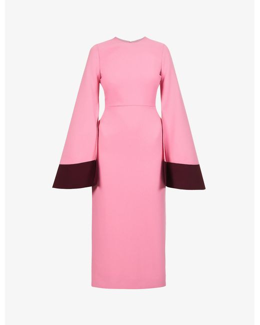 Roksanda Pink Zimara Flared-sleeve A-line Woven Midi Dress