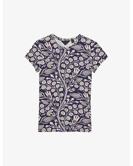 Ted Baker Synthetic Rosali Floral-print Stretch-woven T-shirt in dk ...
