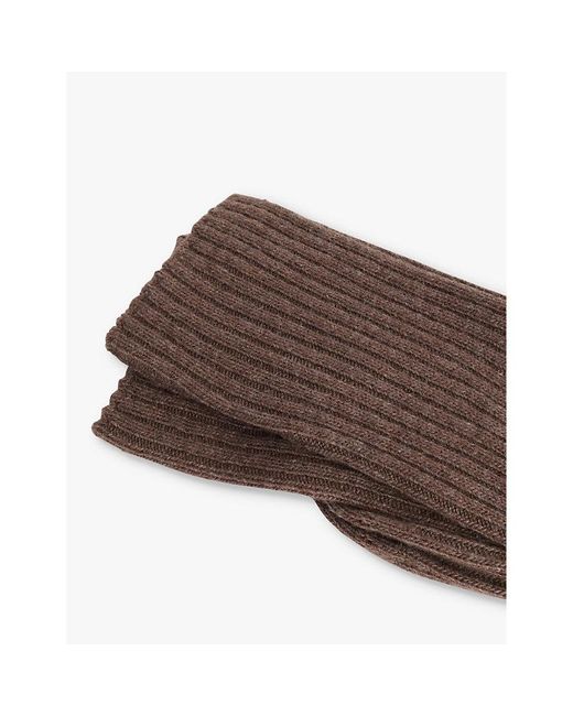 Falke Brown Cosy Wool Ribbed Knit Socks