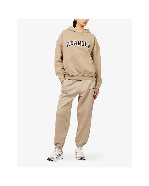 ADANOLA Natural Varsity Oversized Cotton Hoodie