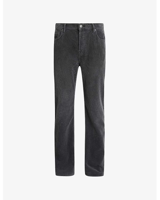 AllSaints Gray Curtis Mid-rise Straight-fit Stretch-cord Trousers for men