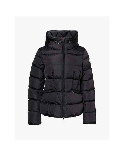 Moncler Black Avoce Funnel-Neck Shell-Down Hooded Jacket