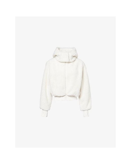 Alo Yoga Foxy Sherpa Hooded Fleece Jacket in White | Lyst UK
