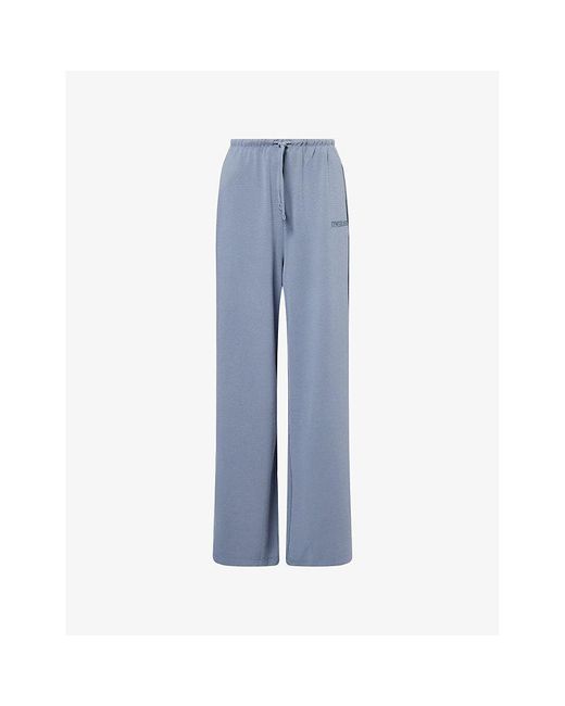 GYMSHARK Blue Waffle Wide-Leg Stretch-Woven Trousers