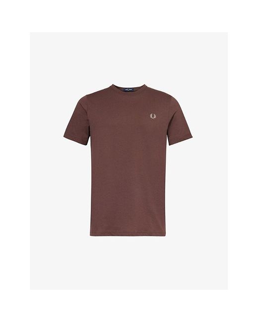 Fred Perry Brown Ringer Logo-embroidered Cotton-jersey T-shirt for men