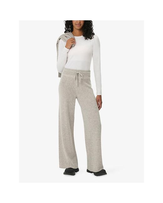 Sweaty Betty Gray Wide-Leg Elasticated-Waist Cashmere Trousers
