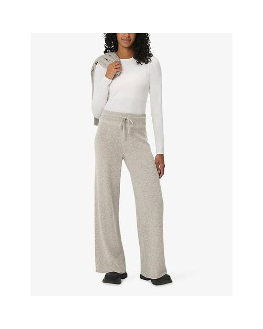 Sweaty Betty Gray Wide-Leg Elasticated-Waist Cashmere Trousers