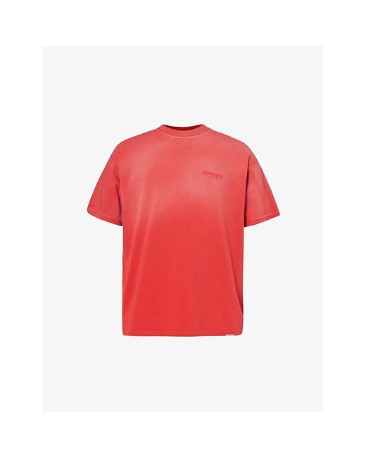 Represent Red Brand-print Relaxed-fit Cotton-jersey T-shirt for men