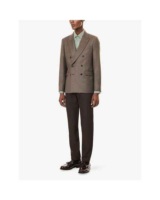 Paul Smith Brown Double-Breasted Wool And Cashmere-Blend Blazer for men