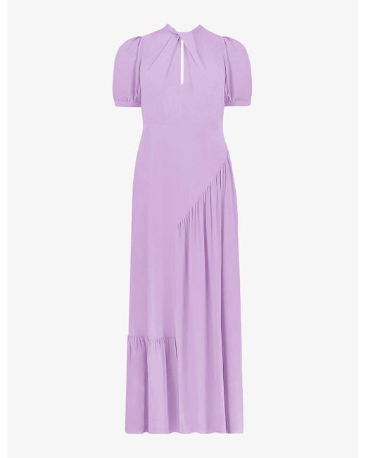 Ro&zo Purple Scarlett Twist-neck Stretch-woven Maxi Dress