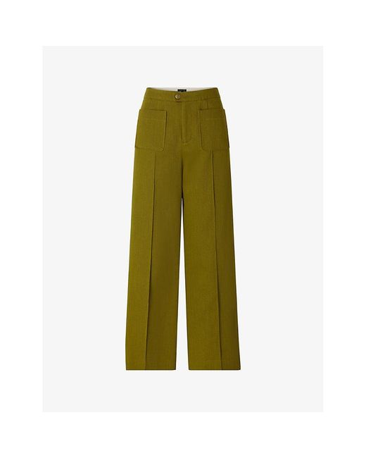 Soeur Green Harry High-rise Wide-leg Cotton Trousers
