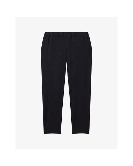 Reiss Blue Vy Cyrus Elasticated-waist Ribbed Stretch-woven Trousers for men