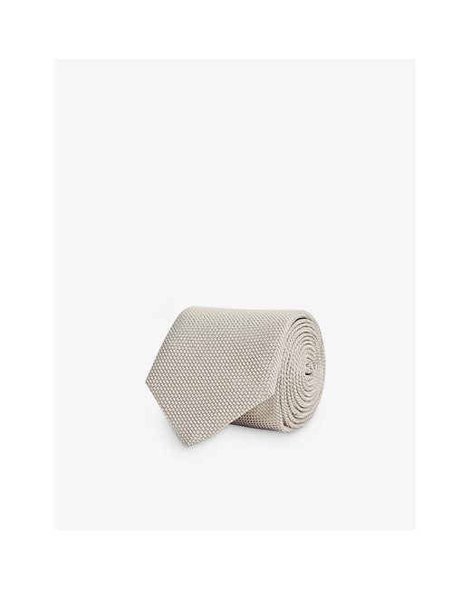 Reiss White Ceremony Textured Silk Tie for men