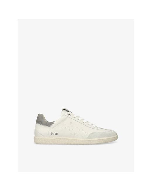 Duke & Dexter White Plus Duke Leather Low-Top Trainers for men