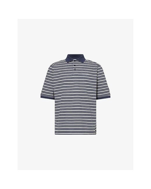 Manors Blue G.O.A.T Striped Cotton-Piqué Polo Shirt for men