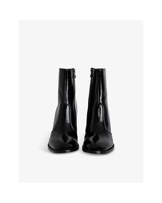 Zadig & Voltaire Black Preiser Wing-Embellished Heeled Leather Ankle Boots