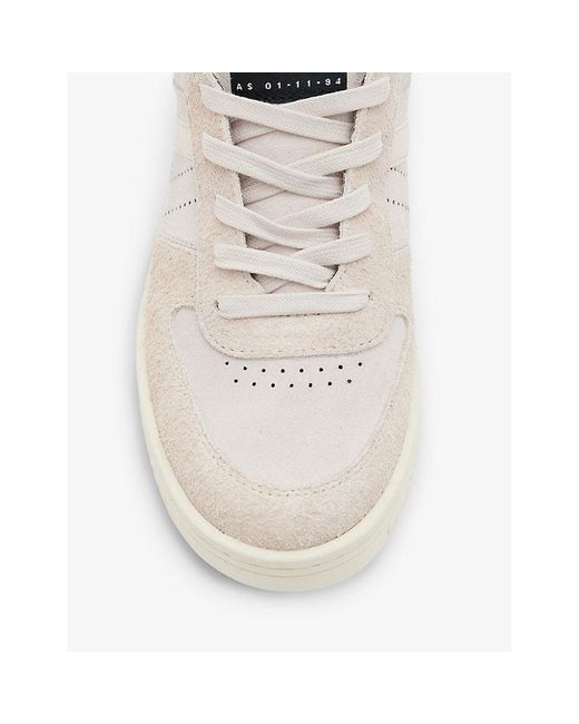 AllSaints White Vix Logo-embroidered Suede And Leather Low-top Trainers