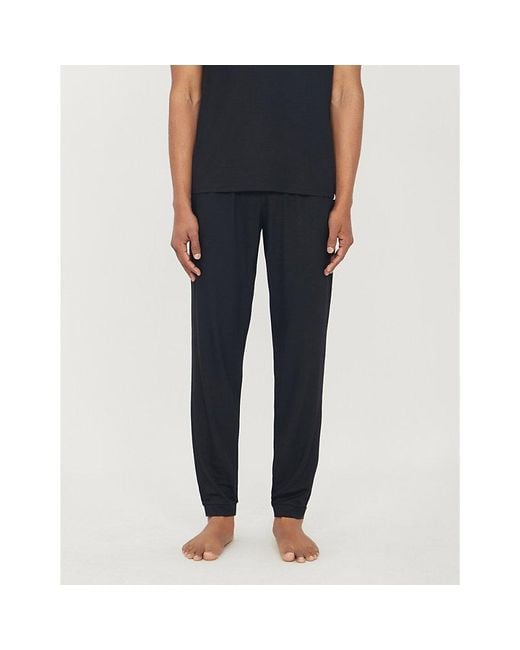 Derek Rose Black Basel Stretch-Modal Pyjama Bottoms for men
