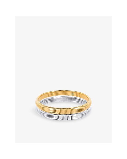 La Maison Du Couturier Metallic Amadeus Flexi 18Ct-Plated Brass And Sterling- Bracelets Set Of Two