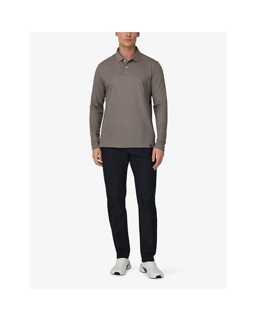 Boggi Gray High-Performance S-Cafè Yarn Cotton Piqué Polo Shirt for men