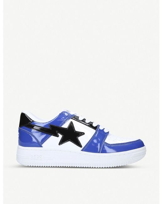 A Bathing Ape Blue Bapesta Shooting Star Leather Trainers for men