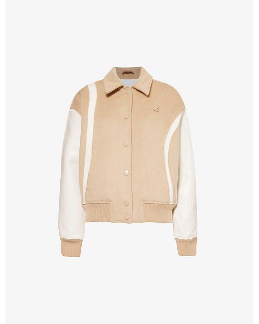 Axel Arigato Natural Bay Brand-embroidered Wool-blend Varsity Jacket