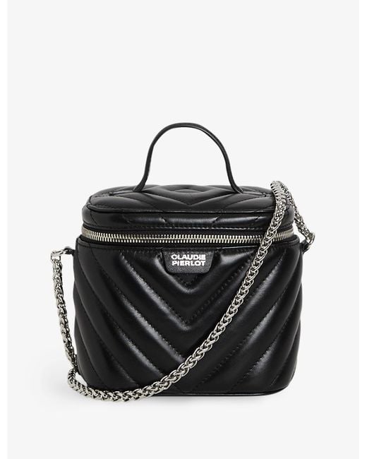 Claudie Pierlot Angela Vanity Chevronquilted Leather Crossbody Bag in Black Lyst