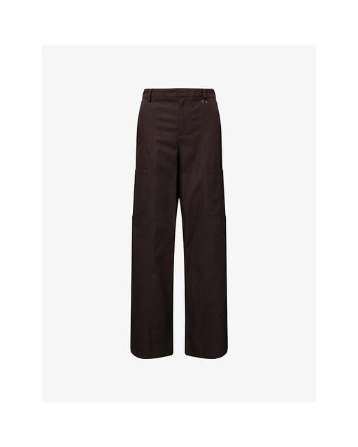 Vince Black Panelled Wide-Leg Stretch-Cotton Trousers