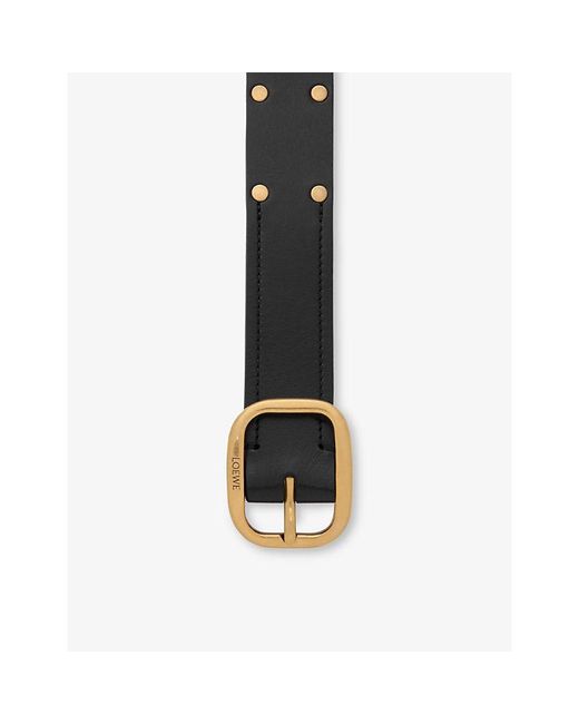 Loewe Black Rounded-Buckle Stud-Embellished Leather Belt