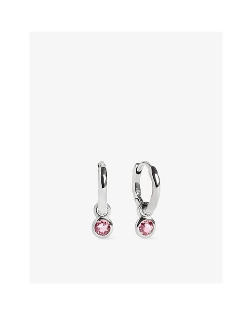 Monica Vinader White October Birthstone Sterling- And Tourmaline Huggie Earrings