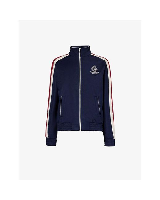 Sporty & Rich Blue Vy Crown Brand-embroidered Woven Jacket