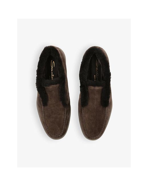 Santoni Brown Fortune Embossed-Branded Suede Ankle Boots