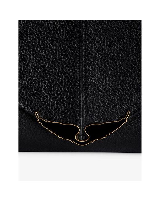 Zadig & Voltaire Black Borderline Wing-embellished Leather Cross-body Bag