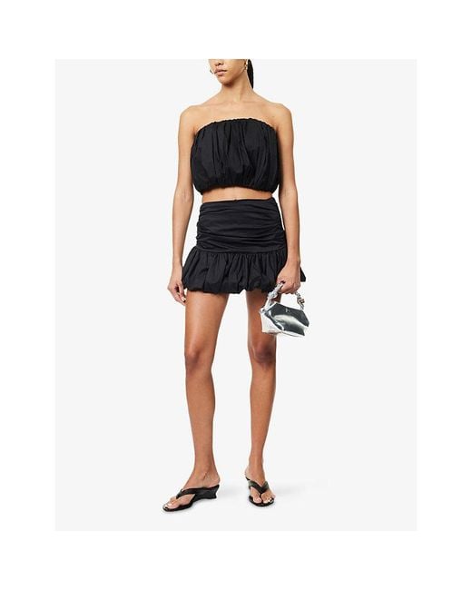 Amy Lynn Black Puffball Gathered Cotton Mini Skirt