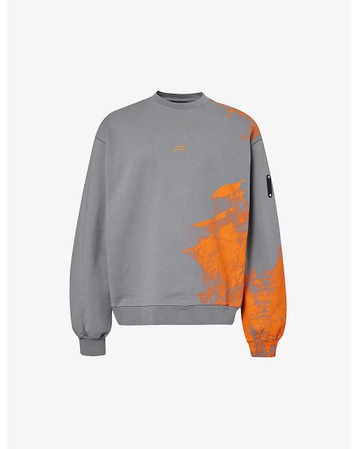 A_COLD_WALL* Gray Brushstroke Abstract-print Cotton-jersey Sweatshirt for men