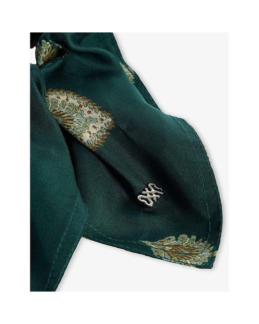 Sandro Green Paisley Branded Woven Scrunchie