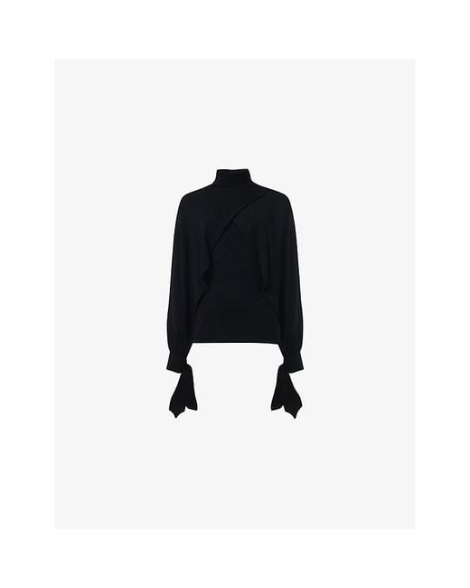 eem Black Layered Butterfly-Sleeve Knitted Jumper