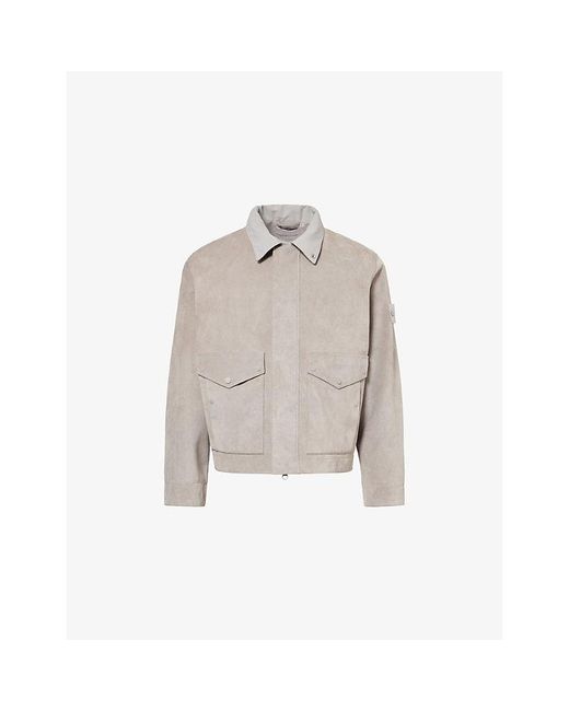 Stone Island Natural S.I. Ghost Split Leather Suede Jacket for men