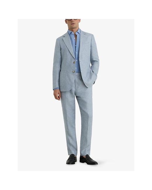 Reiss Blue Atlantic Single-Breasted Linen Blazer for men