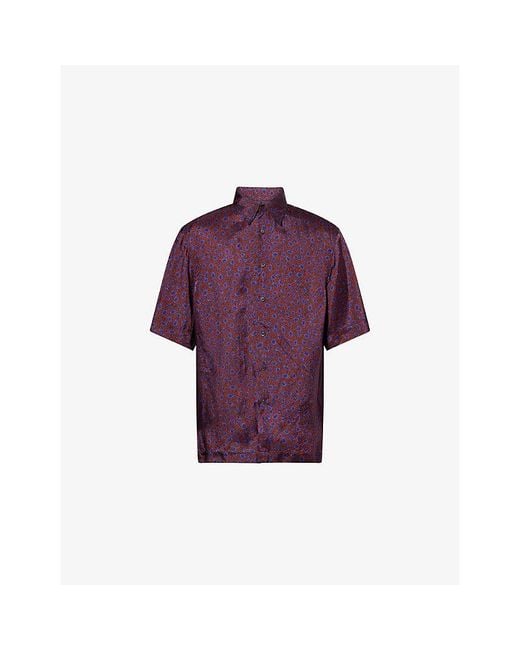 Dries Van Noten Purple Cassidye Floral-Print Satin Shirt for men