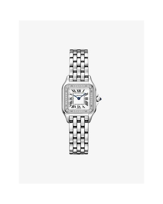 Cartier White Panthère De Small And 0.23Ct Brilliant-Cut Diamond Quartz Watch