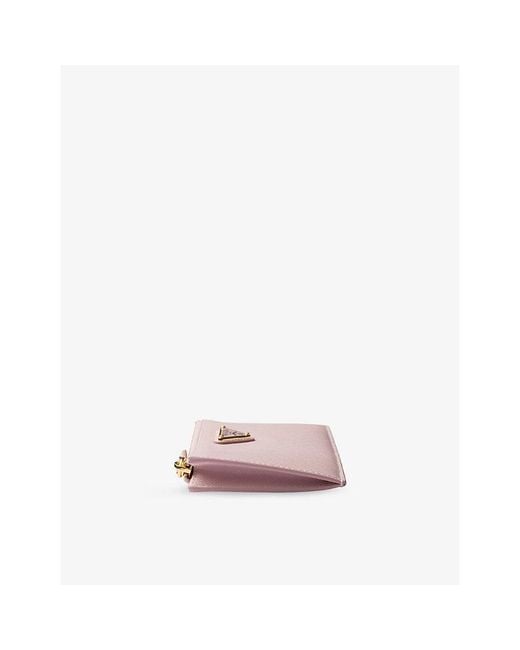 Prada Pink Graphic-Print Leather Card Holder