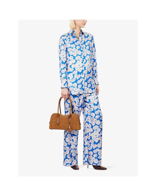 Stella McCartney Blue Daisy Print Pj Silk Shirt
