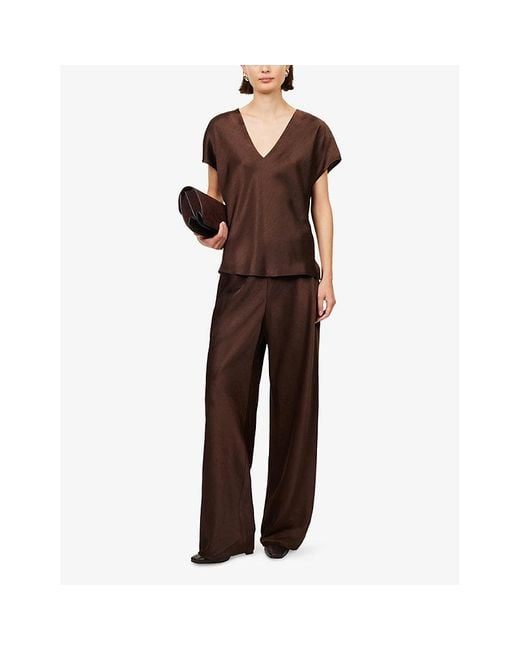 Vince Brown High-Rise Wide-Leg Woven Trousers