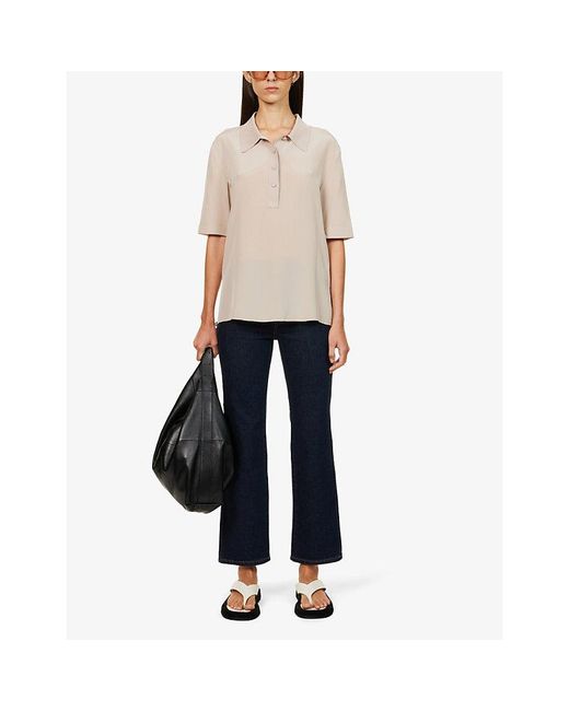 Joseph Blue Duke Flared Cropped Stretch-Cotton Jeans