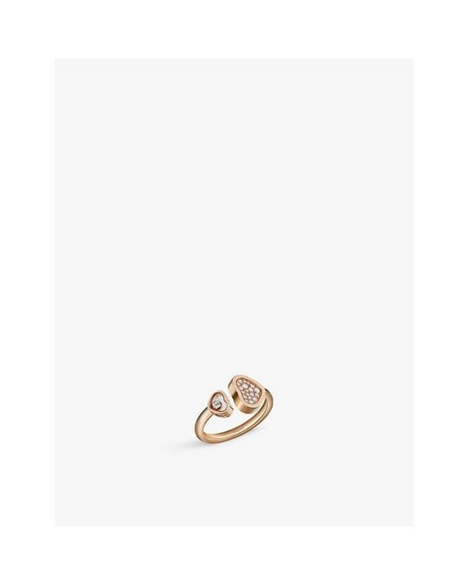 Chopard Metallic Happy Hearts 18Ct Rose- And 0.22Ct Round-Cut Diamond Ring