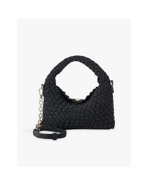 Dune Black Dinkydeliberate Mini Woven Top-Handle Bag