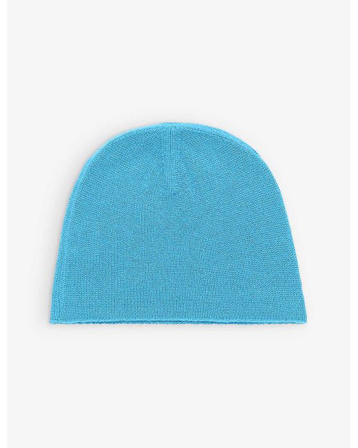 Joseph Blue Ribbed-knit Cashmere Beanie Hat