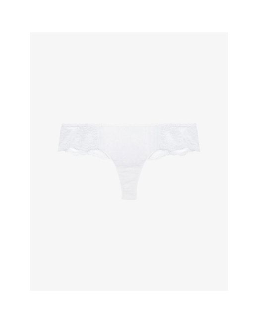 Simone Perele White Intrigue Lace Tanga Briefs