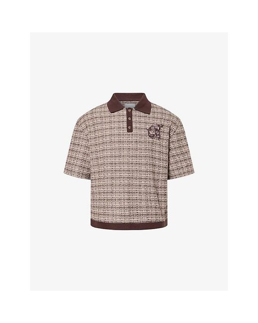Only the Blind Brown Como Logo-Embroidered Knitted Polo Shirt for men